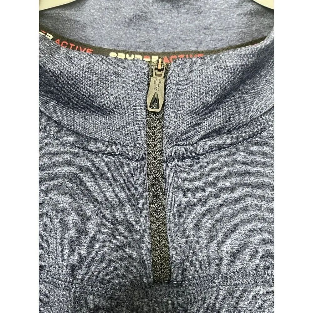 Spyder Active ProW B Men's Blue 1/4 Zip Long Sleeve Logo Fleece Top Size M - Picture 3 of 10